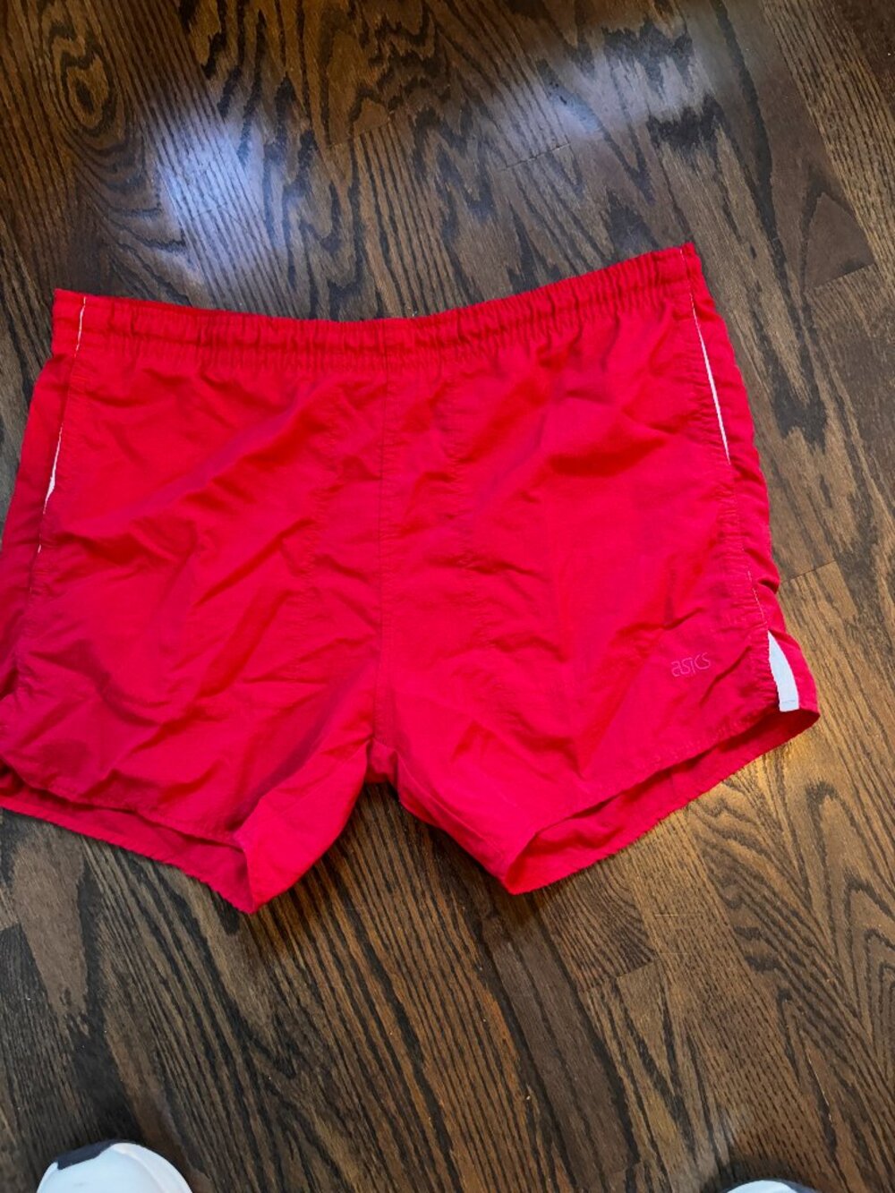 Vintage Red Asics Swim Trunks